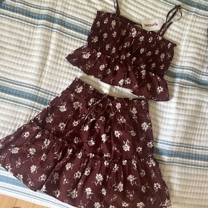 Two piece skirt and tube top/tank top